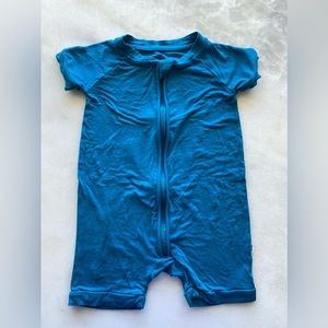 Little Sleepies Turquoise Shorty Romper Size 6-12M Blue Bamboo Viscose